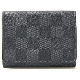 Louis Vuitton-Étui à cartes en cuir Damier Graphite Louis Vuitton-Noir
