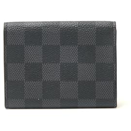 Louis Vuitton-Étui à cartes en cuir Damier Graphite Louis Vuitton-Noir