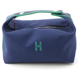 Hermès-Sac à main Hermès Cotton Brid A Black GM-Bleu