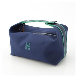 Hermès-Sac à main Hermès Cotton Brid A Black GM-Bleu