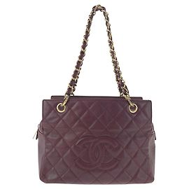 Sac à main matelassé en cuir caviar Chanel avec chaîne Blanc