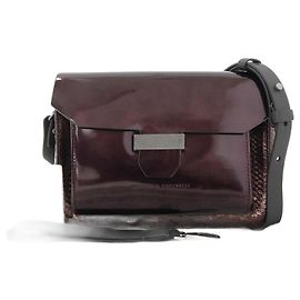 Bolso Clutch 2WAY de Cuero de Pitón Brunello Cucinelli Roja