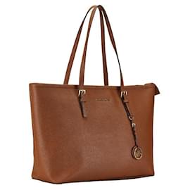 Michael Kors-Michael Kors Leather Logo Tote Bag-Brown
