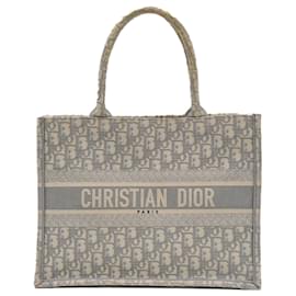Dior-Dior Book Tote Medium Oblique Embroidery-White