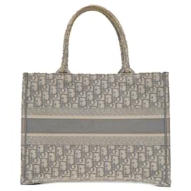 Dior-Dior Book Tote Medium Oblique Embroidery-White