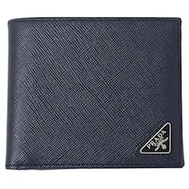 Prada-Prada Saffiano Men's Compact Wallet Navy-Blue