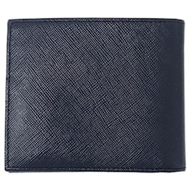 Prada-Prada Saffiano Men's Compact Wallet Navy-Blue