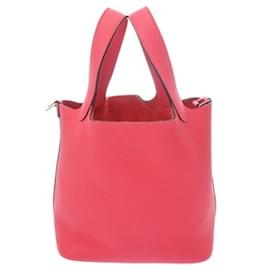 Hermès-Sac à main Hermes Picotin Lock PM-Rose,Rouge