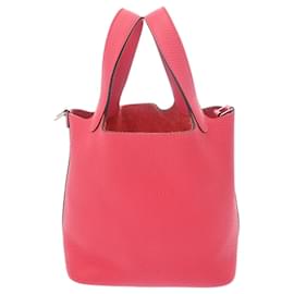 Hermès-Sac à main Hermes Picotin Lock PM-Rose,Rouge