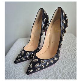 Christian Louboutin Escarpins noirs, bijoux argentés, pointure 38,5, LOUBOUTIN  Autre