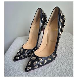 Christian Louboutin-Black pumps, silver jewelry, size 38.5, LOUBOUTIN-Other
