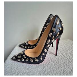 Christian Louboutin-Black pumps, silver jewelry, size 38.5, LOUBOUTIN-Other