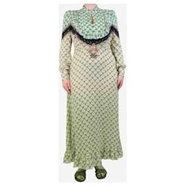 Etro-Green floral double print maxi dress - size UK 12-Green