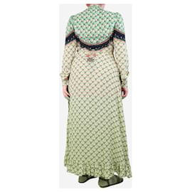 Etro-Green floral double print maxi dress - size UK 12-Green