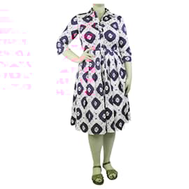 Autre Marque-Purple and white abstract print midi dress - size UK 12-Purple