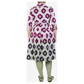 Autre Marque-Purple and white abstract print midi dress - size UK 12-Purple