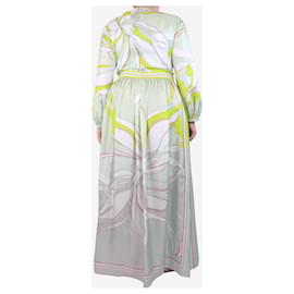 Tory Burch-Charteuse printed silk maxi dress - size UK 14-Green