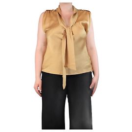Escada Top in satin dorato con lacci - taglia UK 12 D'oro
