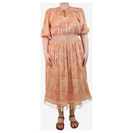 Zimmermann-Orange printed linen dress - size UK 12-Orange