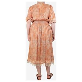 Zimmermann-Orange printed linen dress - size UK 12-Orange