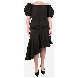 Polo Ralph Lauren Braun gerüschtes asymmetrisches Midikleid - Größe UK 12 Braun