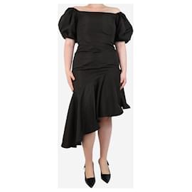 Polo Ralph Lauren-Brown ruffled asymmetrical midi dress - size UK 12-Brown
