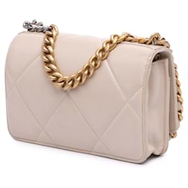 Chanel-Chanel Brown Quilted Lambskin 19 Wallet on Chain-Brown,Beige