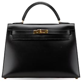 Hermès-Hermès Kelly Sellier 32 en veau noir-Noir