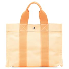 Hermès-Sac tote Hermès Orange Toile Bora Bora PM-Autre,Orange