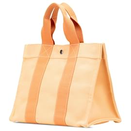Hermès-Sac tote Hermès Orange Toile Bora Bora PM-Autre,Orange