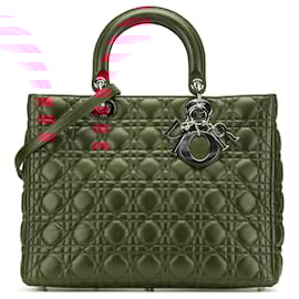Dior-Dior Red Large Lambskin Cannage Lady Dior-Red