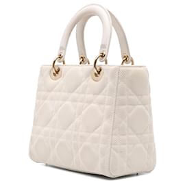 Dior-Dior White Medium Mesh Cannage Lady Dior-White