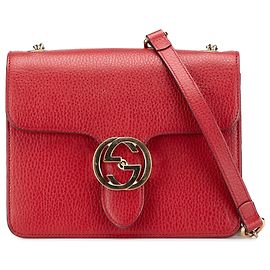 Gucci Vermelho Pequeno Dólar Couro de Bezerro Interlocking G Crossbody Vermelho