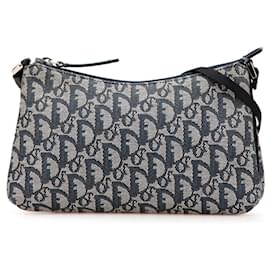 Dior-Dior Blue Diorissimo Trotter Canvas Shoulder Bag-Blue