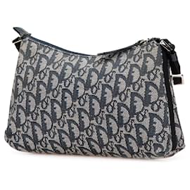 Dior-Dior Blue Diorissimo Trotter Canvas Shoulder Bag-Blue