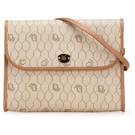 Dior-Dior Brown Honeycomb Coated Canvas Crossbody-Brown,Beige