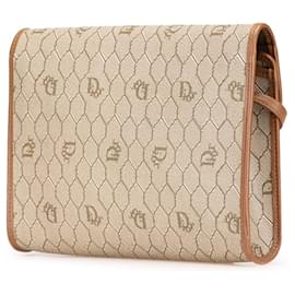 Dior-Dior Brown Honeycomb Coated Canvas Crossbody-Brown,Beige