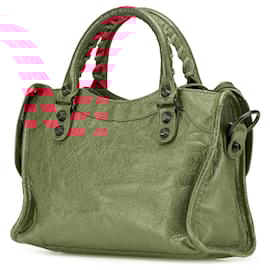 Balenciaga-Balenciaga Red Mini Lambskin Motocross Classic City Satchel-Red