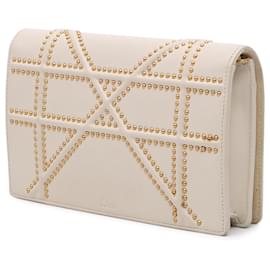 Dior-Dior White Small Lambskin Studded Diorama Crossbody-White,Eggshell