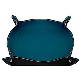Hermès-Plateau Hermes Vid Poche-Noir,Bleu