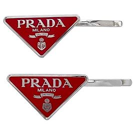 Fermaglio per capelli Prada rosso e argento Argento Rosso