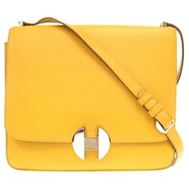 Hermès-Sac Hermes 2002 26 Evercolor Jaune Ambre à bandoulière-Jaune