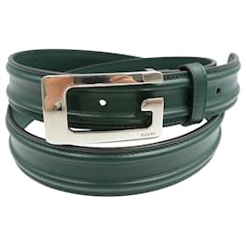 Gucci-Cinto de couro com fivela G da Gucci-Prata,Verde