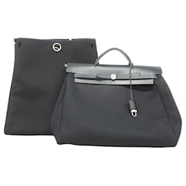 Hermès-Sac à main Hermes Airbag MM en Toile Officier Noire-Noir