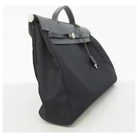 Hermès-Sac à main Hermes Airbag MM en Toile Officier Noire-Noir