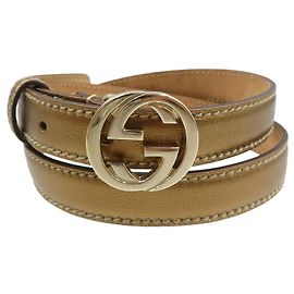 Gucci GG 159614 Ledergürtel in Gold Andere
