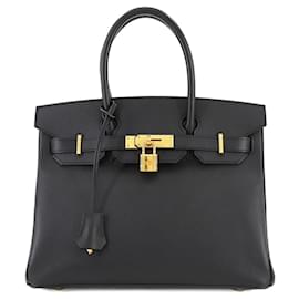 Hermès-Hermes Birkin 30 Handbag in Black Epsom Leather-Black
