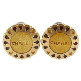 Boucles d'oreilles clips en motif de fleur plaquées or Chanel Doré