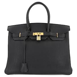 Hermès-Sac à main Hermes Birkin 35 en cuir Togo noir-Noir