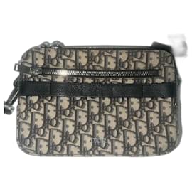 Christian Dior-Dior Oblique beige and black Jacquard Safari shoulder bag-Black,Beige